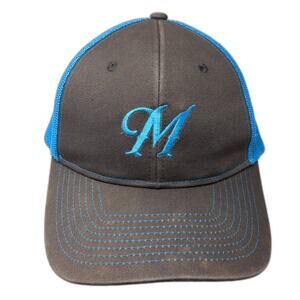 Letter M Snapback Trucker Hat Multicolor One Size Embroidered Logo Outdoor
